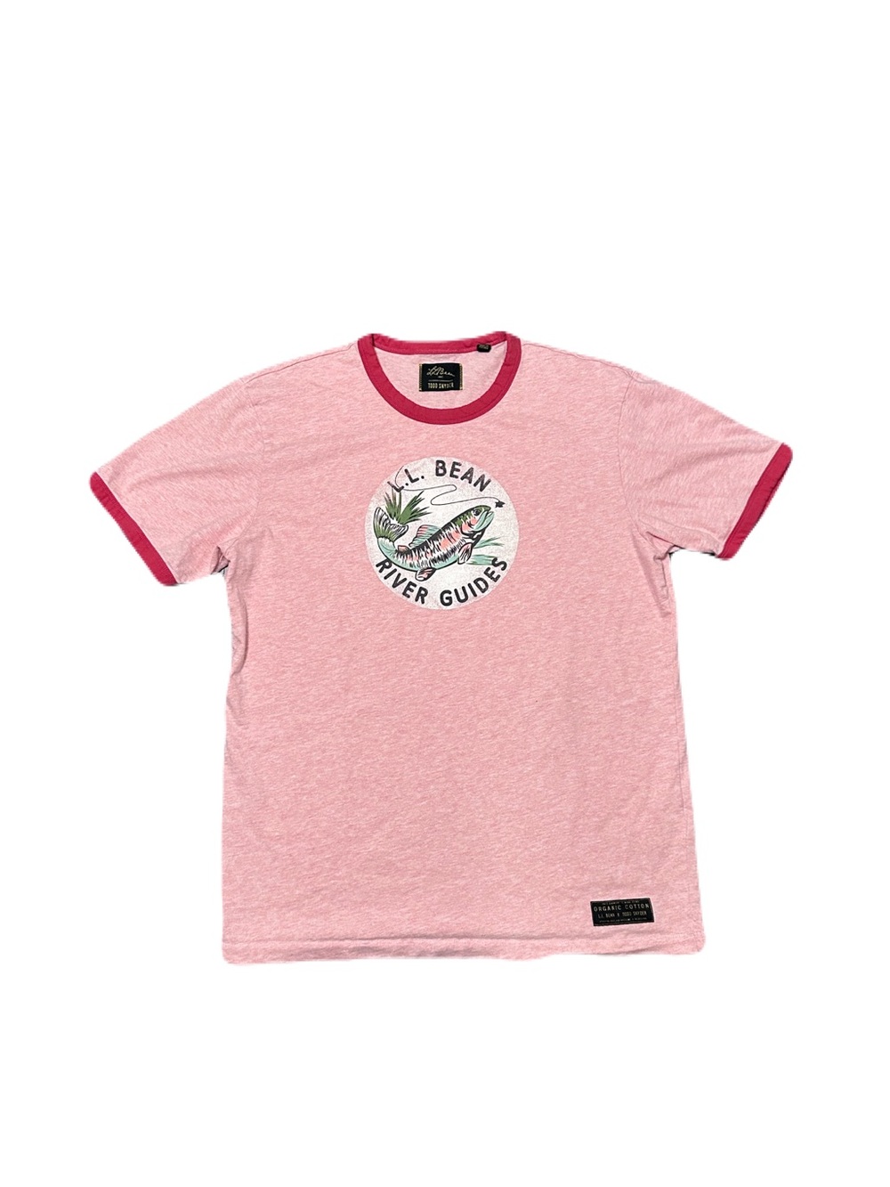 L.L. Bean x Todd Snyder Maine Men's Ringer Organic Cotton Tee Size Medium Pink